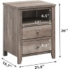 Grey Night Stand with LED Lights, 2 Drawers & Open Shelf, Small Modern Bedside Table for Bedroom, Living Room, Office - 2 of 4