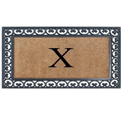 A1HC Natural Rubber & Coir 30x48, Monogrammed Doormat For Outdoor Entrance, Anti-Shed Treated Mat