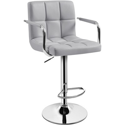 Yaheetech PU Leather Swivel Bar Stool Adjustable Seat Height for Dining Room, Bar Counter, Light Gray