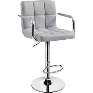 Yaheetech PU Leather Swivel Bar Stool Adjustable Seat Height for Dining Room, Bar Counter, Light Gray - 1 of 4