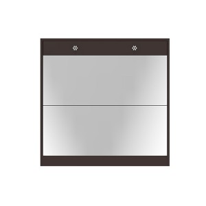 TIRAMISUBEST Mirror Shoe Cabinet with 2 Drawers & Adjustable Shelves, Entryway Organizer (Brown) - 1 of 4