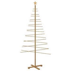 vidaXL Wooden Christmas Tree with Stand Brown 82.7" bamboo - 1 of 4