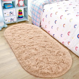 Fluffy Oval Area Rug 2.6 x 5.3 Ft, Soft Fuzzy Shag Carpet for Bedroom Bedside, Non-Slip Plush Shaggy Rug - 1 of 4