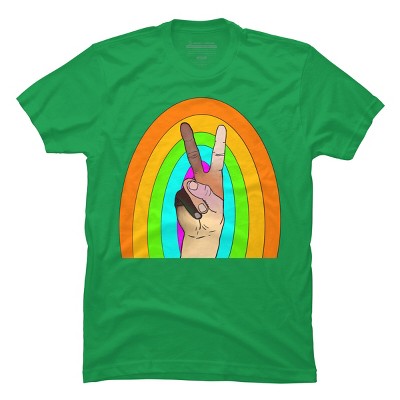 Design By Humans Peace Hand Symbol Stripes By PaperRescueDesigns T-Shirt