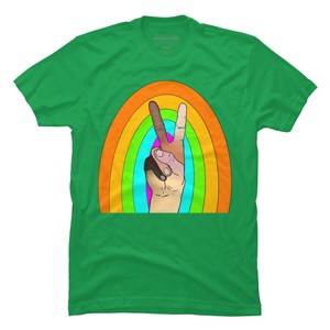 Design By Humans Peace Hand Symbol Stripes By PaperRescueDesigns T-Shirt - 1 of 4