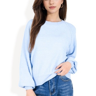 Anna-Kaci Women's Long Sleeve Ribbed Knit Pullover Sweater with Crew Neck