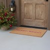 HomeRoots 24" X 36" Brown And Pink Christmas Merry and Bright Outdoor Coir Door Mat - 2 of 4