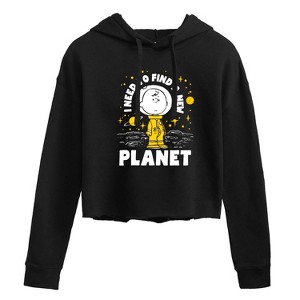 Women's - Peanuts - Another Planet Cropped Graphic Hoodie - 1 of 4