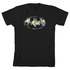 Batman Graphic Symbol Boys' Black Short-Sleeve T-shirt Toddler Boy to Youth Boy - 1 of 3