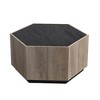 Coffee Table Hexagonal Wood Rural Style Table with 2 Storage Drawers Center Table for Living Room Bedrooms Light Oak - 4 of 4