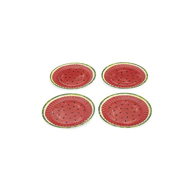 The Lakeside Collection Melamine Watermelon Dinner Plates for Meals and Snacks - Set of 4 4 Pieces, 3 of 6