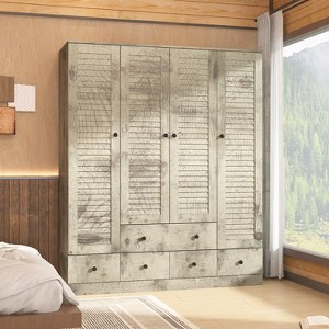 Hitow Armoire 5-Drawers Abundant Storage Space Louvered Patterned Cabinet Doors - 1 of 4