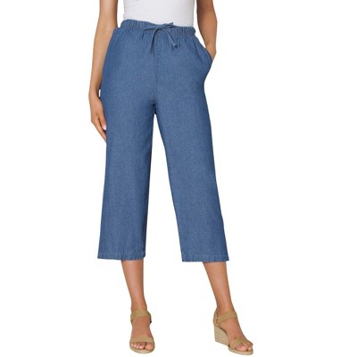 Woman Within Women's Plus Size Drawstring Denim Capri