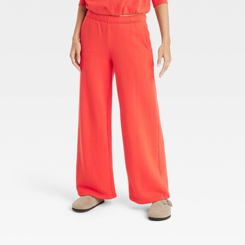 Women's High-Rise Wide Leg Sweatpants - Universal Thread™ Red XL