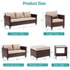 Sonkuki 7 Pieces PE Rattan Furniture Set with Side Table, Patio Chair with Cushion, Ottomans for Lawn, Light Gray - 3 of 4