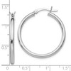 Black Bow Jewelry 2.5mm Polished Sterling Silver Round Hoop Earrings, 30mm (1 1/8 in) - 4 of 4