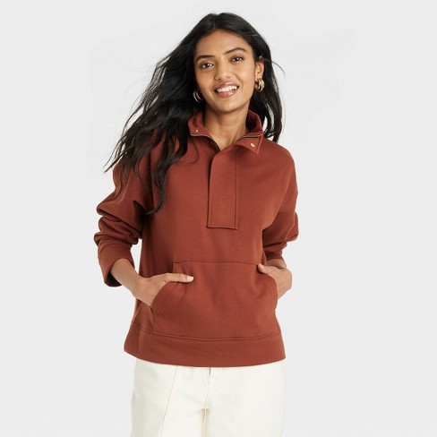 Women's Quarter Zip Sweatshirt - A New Day™ Brown Xs : Target