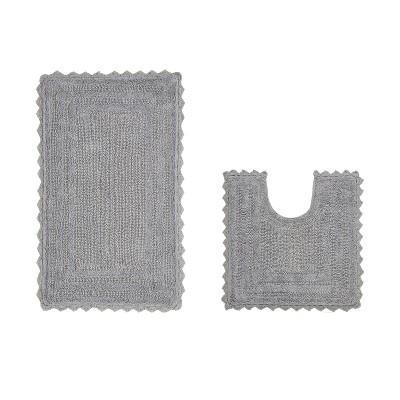 Lilly Crochet Collection 100% Cotton Tufted Reversible 2-Piece Bath Rug Set – Super Absorbent, Machine Washable Bathroom Mats with Crochet Pattern