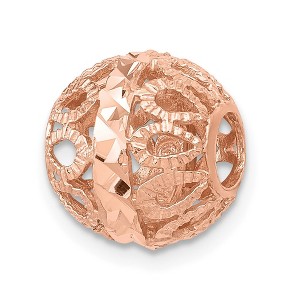 Black Bow Jewelry 14k Rose Gold Diamond-Cut Filigree Ball Chain Slide, 10mm (3/8 inch) - 1 of 4