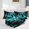 Gaming Comforter Set Full Size – 3Pcs Video Gamepad Bedding with Neon Geometric Honeycomb Design, Boys Men Quilt Set with 2 Pillowcases - 4 of 4