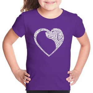 LA Pop Art Dog Heart - Girl's Word Art T-Shirt - 1 of 4