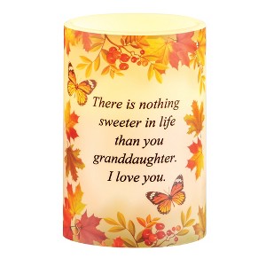 Collections Etc LED Lighted Autumn Floral Butterfly Granddaughter Flameless Candle - 1 of 2