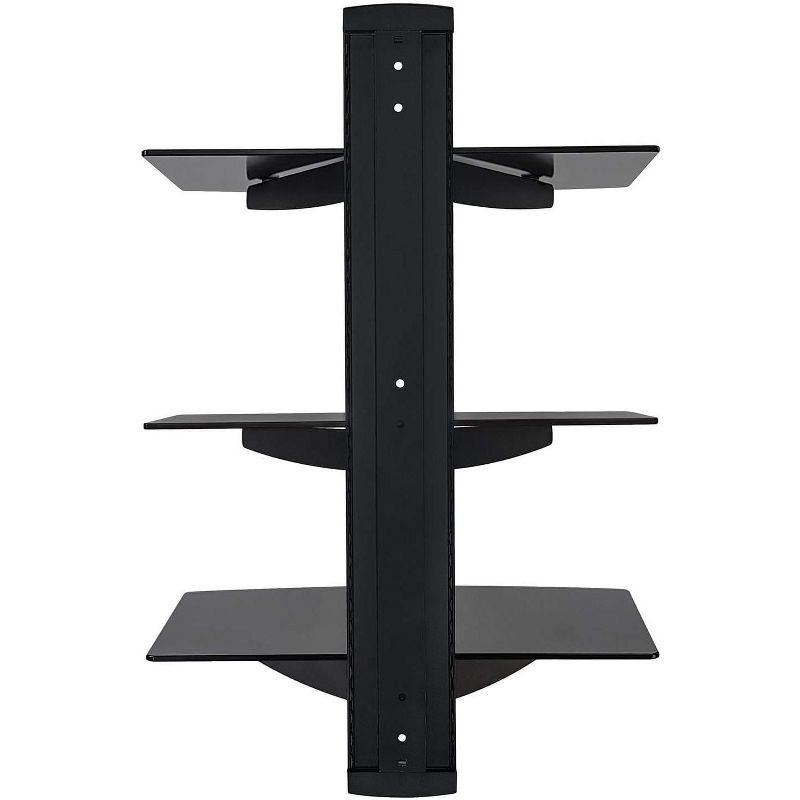 Mount-It! Floating Wall Mounted Shelf Bracket Stand for AV Receiver, Component, Cable Box, PlayStation5, Projector | 3 Black Tinted Tempered Glasses, 4 of 9