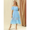 Allegra K Women's Off Shoulder Ruffle Lace Insert High Waist Short Sleeve Flowy Maxi Dress - 2 of 4