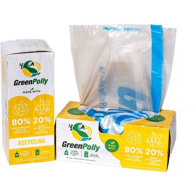 GreenPolly Drawstring Recycling Trash Bags - 13 Gallon - 20ct