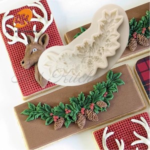 JDICTION Christmas Silicone Mold Pinecone Fondant Cake Decoration Silicone Mold Hand Made Decorating Leaves Chocolate Candy Kitchenware - 1 of 4