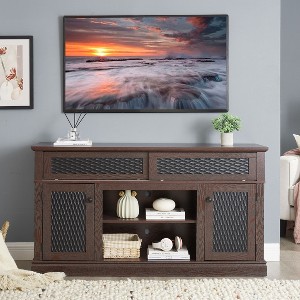 NicBex Embossed Pattern TV Stand with Open and Closed Storage Space and Sliding Door Entertainment Center for Living Room, Bedroom, Cherry - 1 of 4