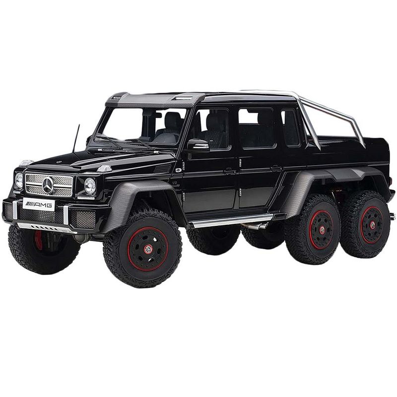 Mercedes Benz G63 AMG 6x6 Gloss Black with Carbon Accents 1/18 Model Car by Autoart, 1 of 5