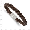 Black Bow Jewelry 10mm Stainless Steel Distressed Brown Leather Woven Bracelet, 8.75 In - 4 of 4