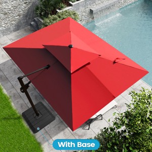 Crestlive Products 9'X11' Double Top Cantilever Umbrella UV30+ with Base Outdoor 360 Rotation 6 Heights Adjustable Offset Umbrella - 1 of 4