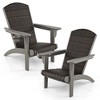 Tangkula Set of 4 Adirondack Chair w/ Rattan Padded Seat & Back Wide Hidden Cupholder Patio - 2 of 4