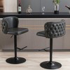 QingMoon Swivel Bar Stools, Adjustable Seat Height Counter Chairs Set of 2 with Footrest, PU Upholstered and Rivet Decoration for Pub, Kitchen Island - 2 of 4
