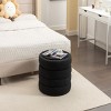 GlasFlength Ottomans and Benches Round Velvet Storage Ottoman with Wooden Base Elegant Simple Design for Living Room Bedroom, Black, 23"*23"*17" - 2 of 4