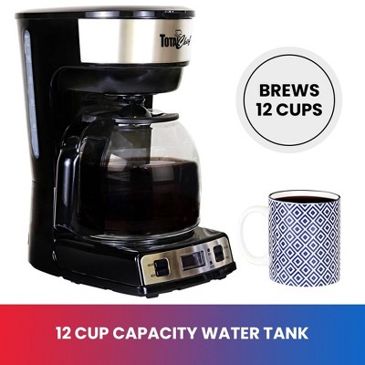 Sleek 12-Cup Black Stainless Steel Programmable Coffee Maker