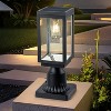 C Cattleya 2 Pack Solar Outdoor Post Light with Clear Glass Shade (Bulb Included) - 2 of 4