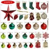 Aoibox 132 Pack Christmas Tree Ornaments Red Green Gold Shatterproof Decorations Folk Art Style Includes Balls Star Treetop Gloves Socks - 2 of 4
