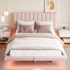 NicBex Queen Size Upholstered Floating Bed Frame with LED Lights and USB Port,Platform Bed Frame with Hydraulic Storage System,Easy Assembly,Gray/Pink - 2 of 4