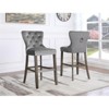 Rustic Gray Velvet Bar Stools with Chrome Handle and Footrest (Set of 2) - 2 of 4