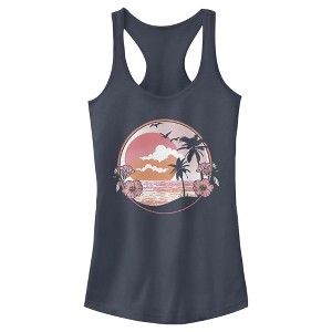Juniors Womens Lost Gods Vintage Tropical Vibes Racerback Tank Top - 1 of 3