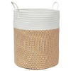 Aghana Digitals 100% Cotton Foldable Storage Basket with Handles, 38x46cm, Brown & White – Durable - 2 of 4