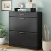Shoe Storage Cabinet with 2 Flip Drawers Tempered Glass Top Pulling Drawer - 3 of 4