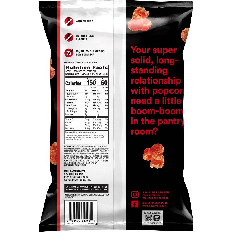 Smartfood Flamin&#39; Hot White Cheddar Popcorn - 6.25oz, 3 of 7