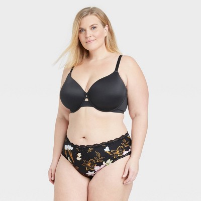Women's Floral Plus Size Micro Cheeky Underwear with Lace - Auden™ Black X