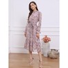 INSPIRE CHIC Women's Floral Mock Neck Long Sleeve Elastic Waist Flowy Midi Dress - 4 of 4