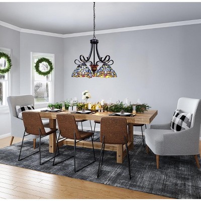 Sunniva Dragonfly Tiffany-Style Dark Bronze 5-Light Chandelier