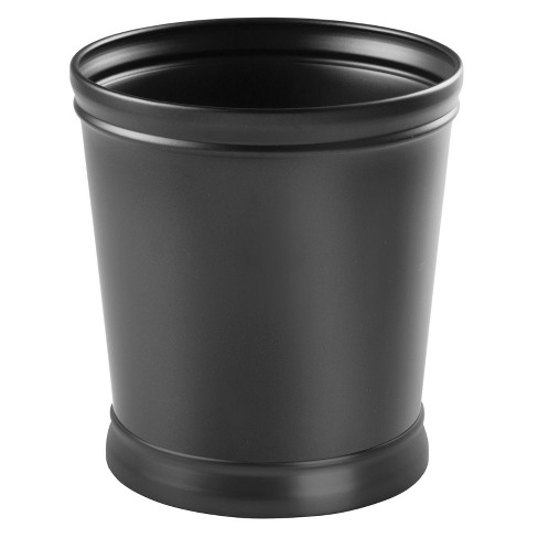 mDesign Small Plastic Oval Trash Can Garbage Wastebasket Black